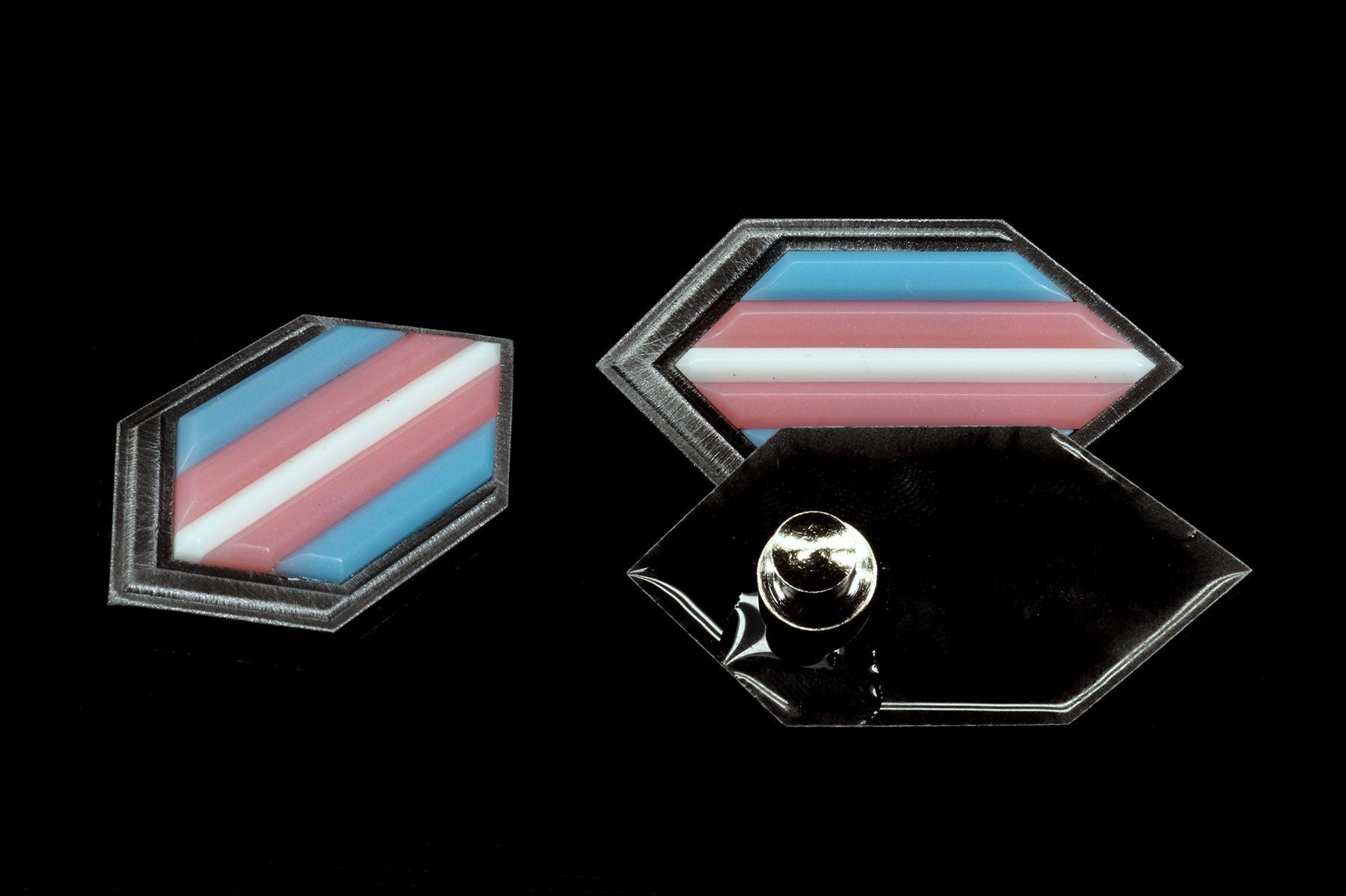 Trans Shield Pattern Trans Pride Pin -Shield- β DireWolf Toys