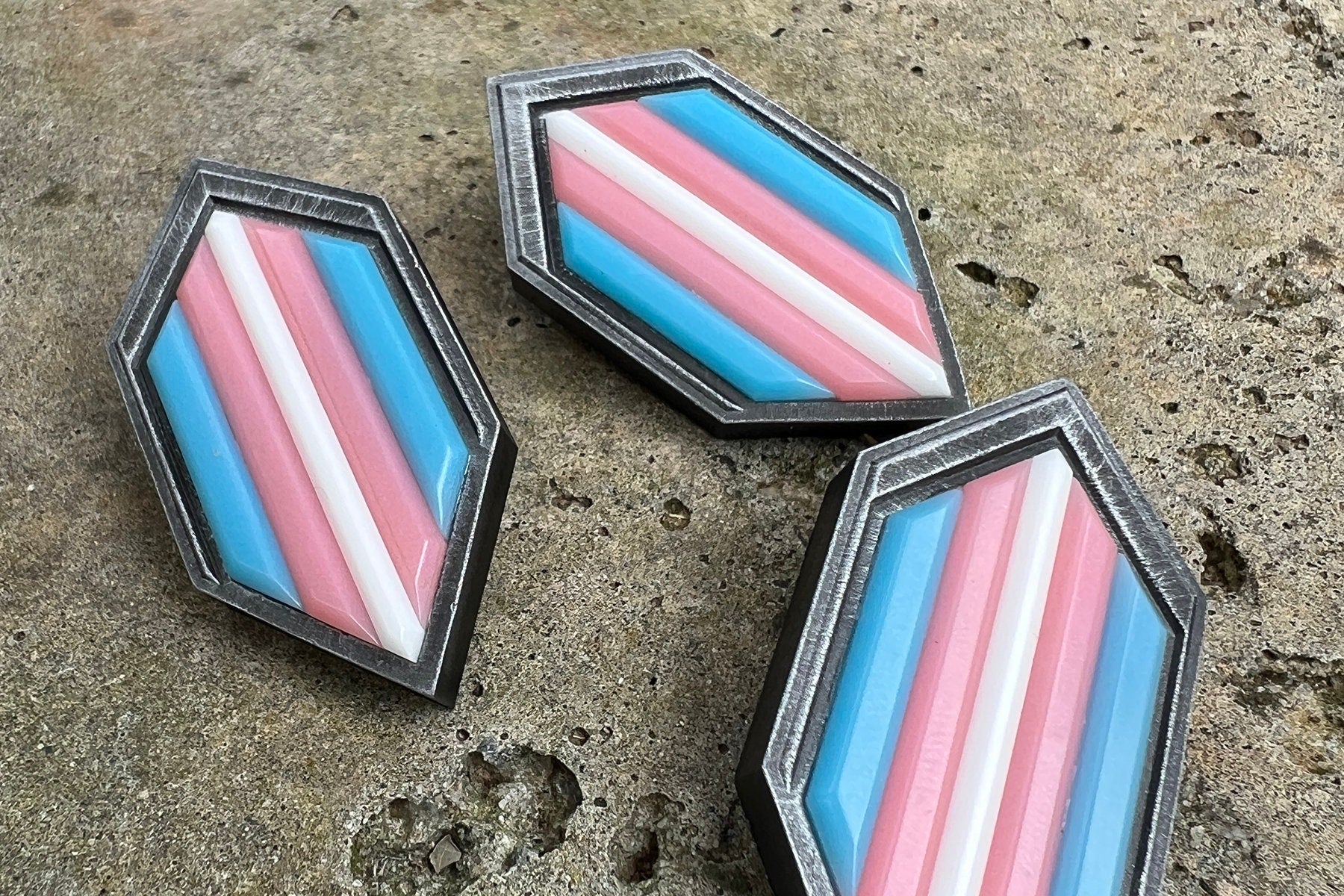 Trans Pride Shield Pin - Transgender Pride, MTF Pin, FTM Pin, ENBY Pin - Protect Trans Kids