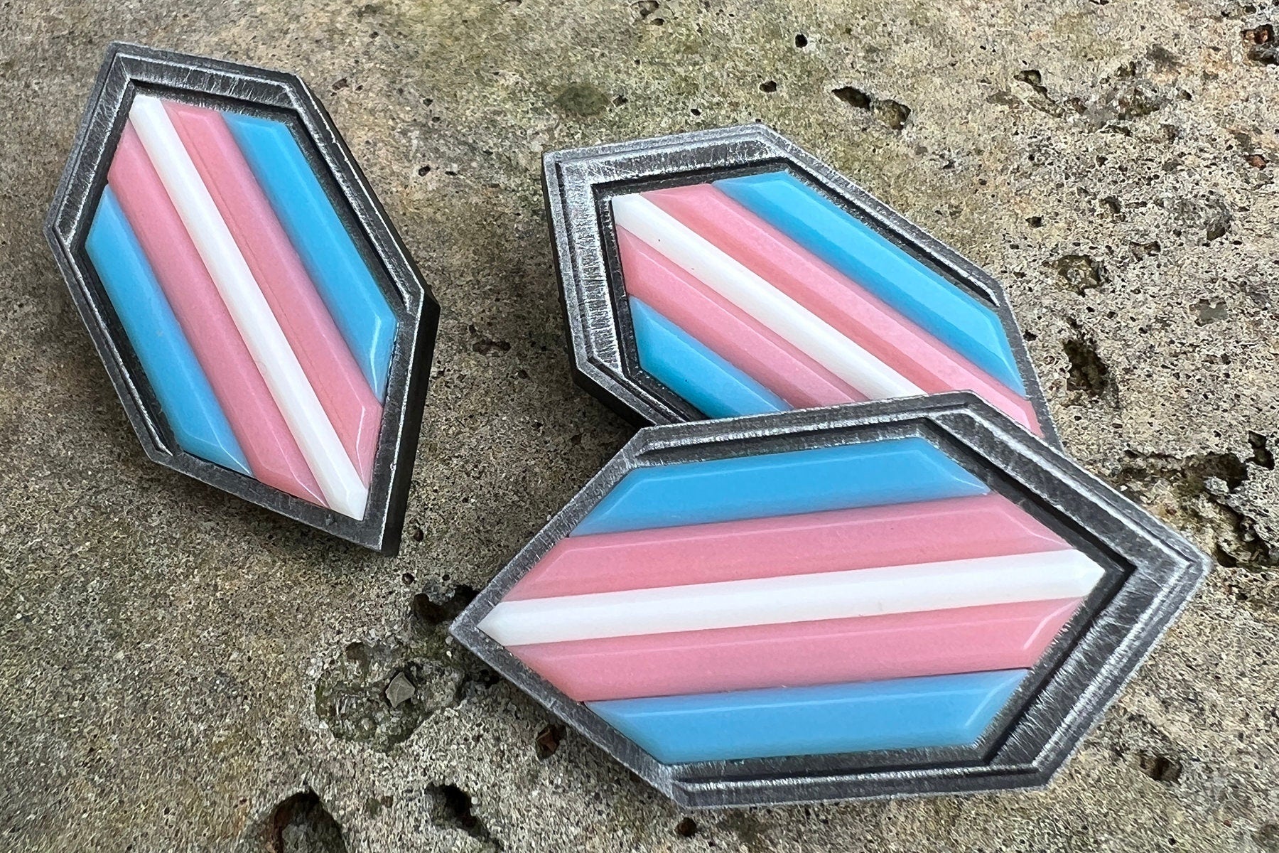 Trans Shield Pattern Trans Pride Pin -Shield- β DireWolf Toys