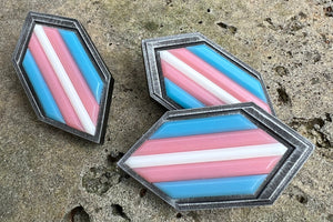 Trans Pride Shield Pin - Transgender Pride, MTF Pin, FTM Pin, ENBY Pin - Protect Trans Kids